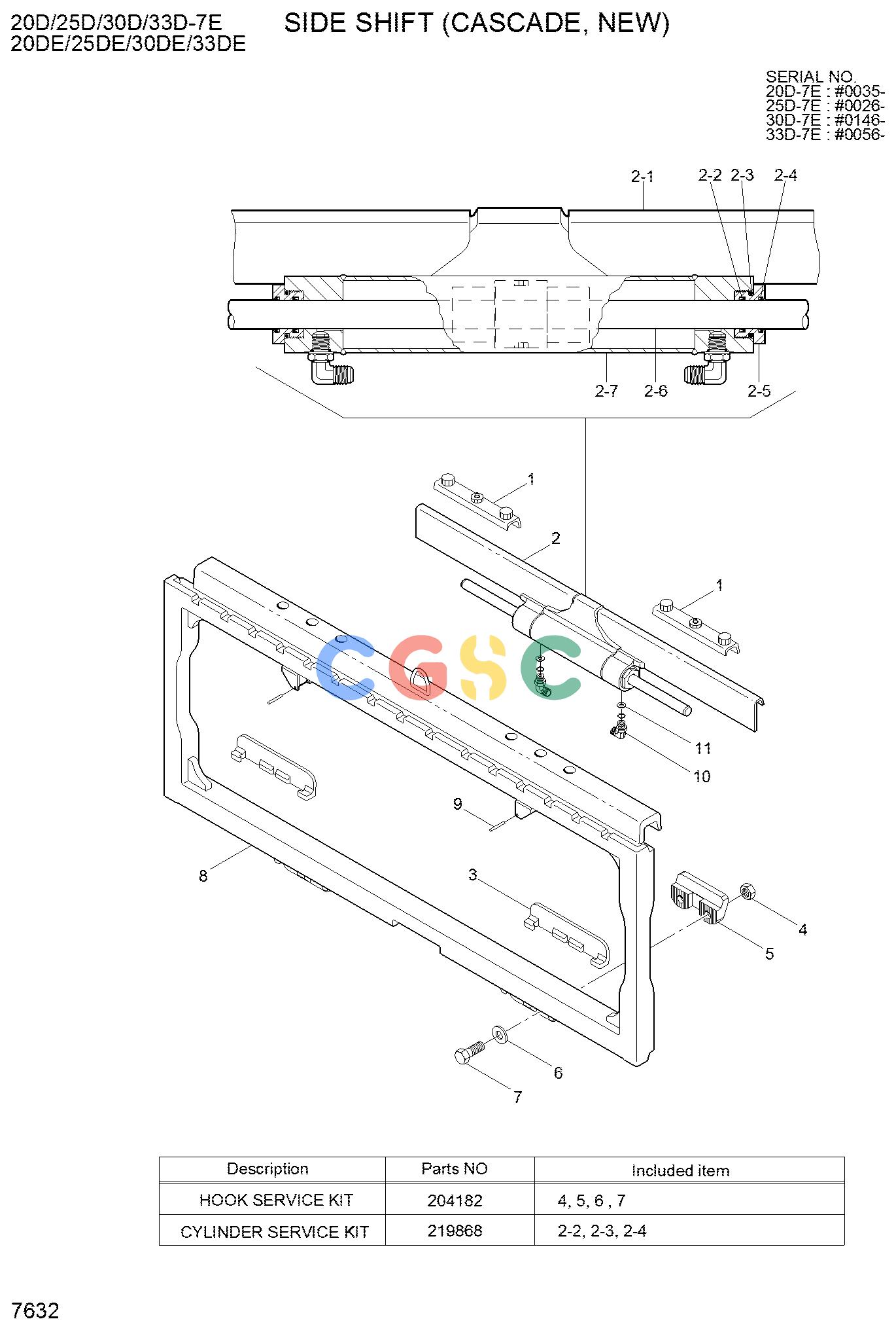 现代零件查询20/25/30/33D-7E SIDE SHIFT (CASCADE, NEW)EPC Hyundai 