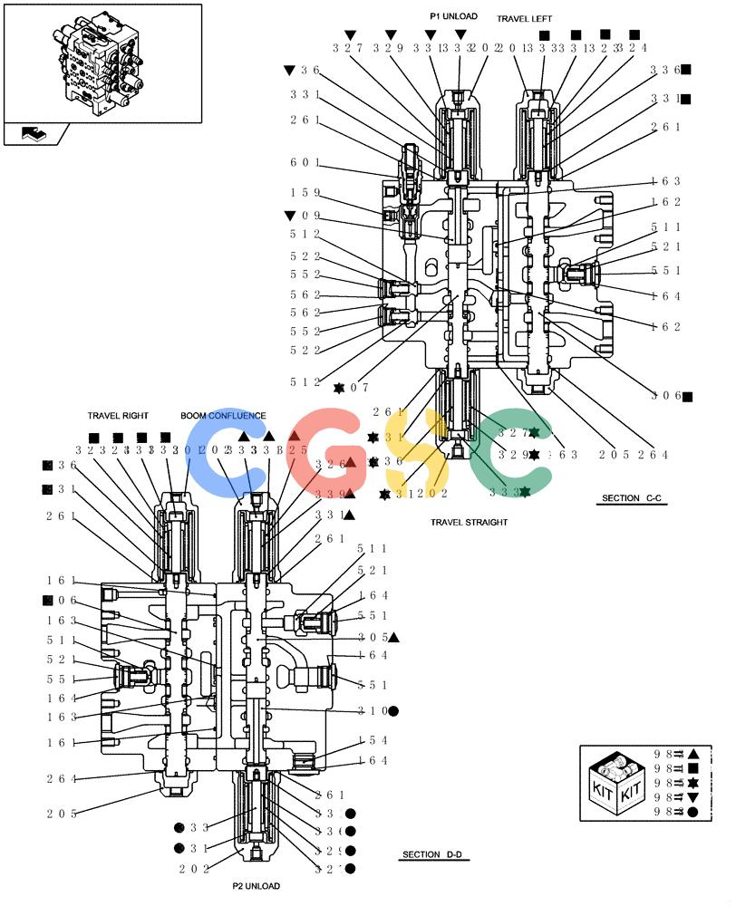 纽荷兰零件查询(E235BSR) - CRAWLER EXCAVATOR (5/07-) (1.050[18]) - HYDRAULIC CONTROL VALVE - COMPONENTS New Holland Constructuion