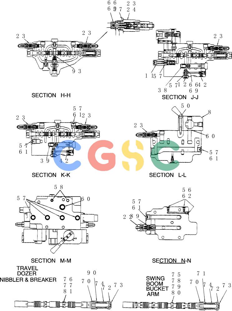 纽荷兰零件查询(E80BMSR) - CRAWLER EXCAVATOR ASN LF05-04001 - (N8TA18060) (HC001-19[4]) - VALVE ASSY, CONTROL (MAIN) New Holland Constructuion