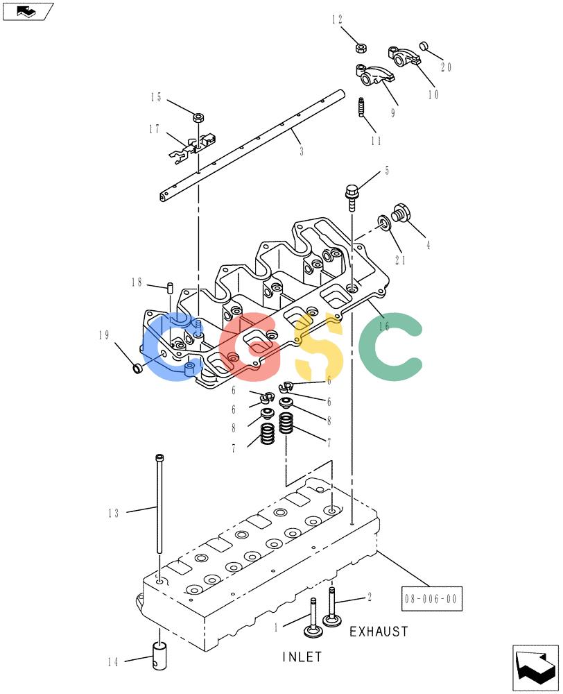 纽荷兰零件查询(E80BMSR) - COMPACT CRAWLER EXCAVATOR ASN LF06-04501 (NBTA18037) (08-004[01]) - CAMSHAFT AND VALVE New Holland Constructuion