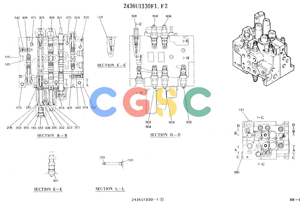 神钢零件查询(K905LC) - MARK II EXCAVATOR ASN YPU00001 (1/87-12/03) (11-017[02]) - VALVE ASSY, CONTROL Kobelco