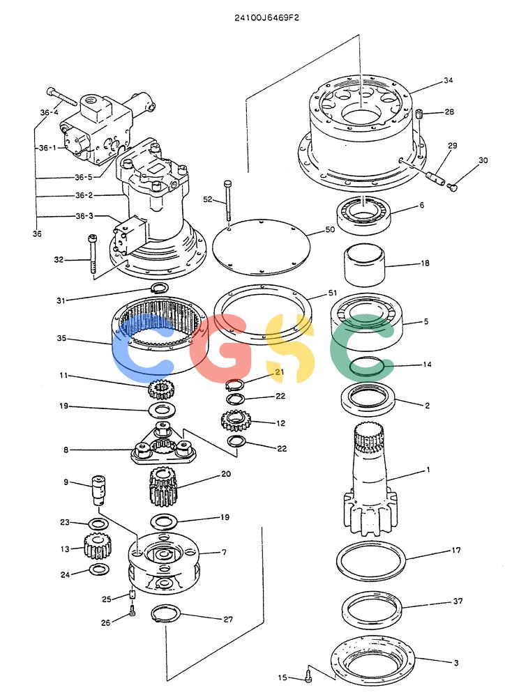 神钢零件查询(K905LC) - MARK II EXCAVATOR BTW YP1001 - YP1281. (4/89-12/03) (01-003) - MOTOR ASSY, SWING Kobelco
