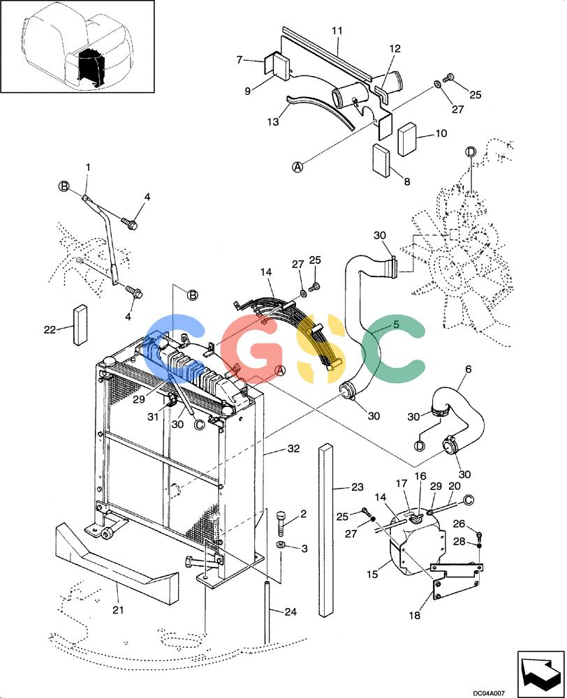 纽荷兰零件查询(EH130) - CRAWLER EXCAVATOR (3/04-) (02 -09[00]) - RADIATOR MOUNTING New Holland Constructuion