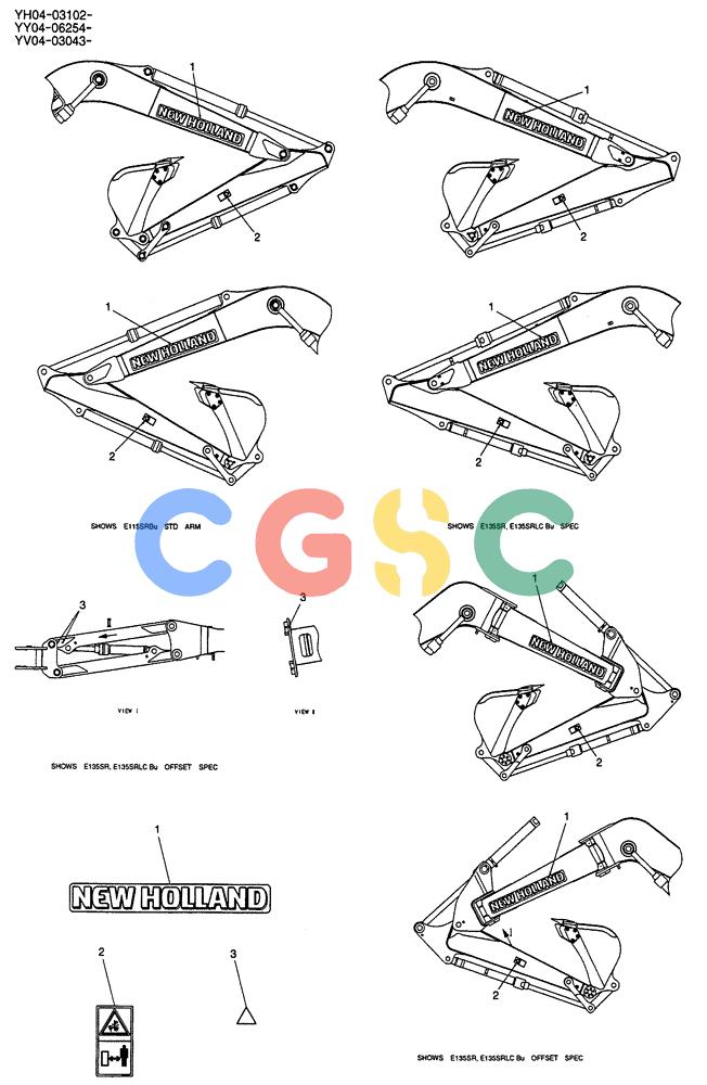 纽荷兰零件查询(E135SR) - CRAWLER EXCAVATOR ASN YY04-06254 (06-007) - NAME PLATE INSTAL (ATTACHMENTS) New Holland Constructuion