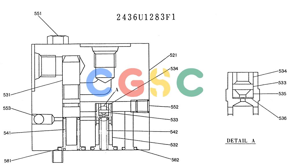 神钢零件查询(K905LC) - MARK II EXCAVATOR BTW YP1001 - YP1281 (1/87-12/03) (11-029) - VALVE ASSY, REDUCTION (P/N 2436U1283F1) Kobelco