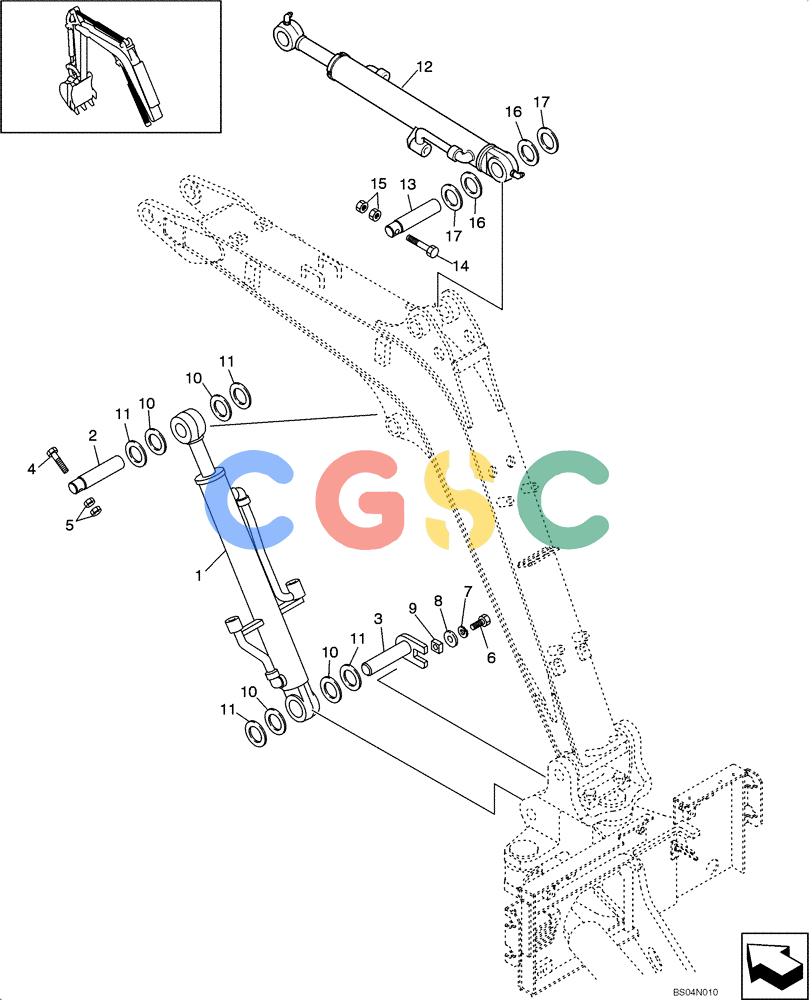 纽荷兰零件查询(E15) - COMPACT CRAWLER EXCAVATOR (N.A.) (1/06-) (08-56[00]) - MOUNTING - BOOM AND ARM CYLINDERS New Holland Constructuion