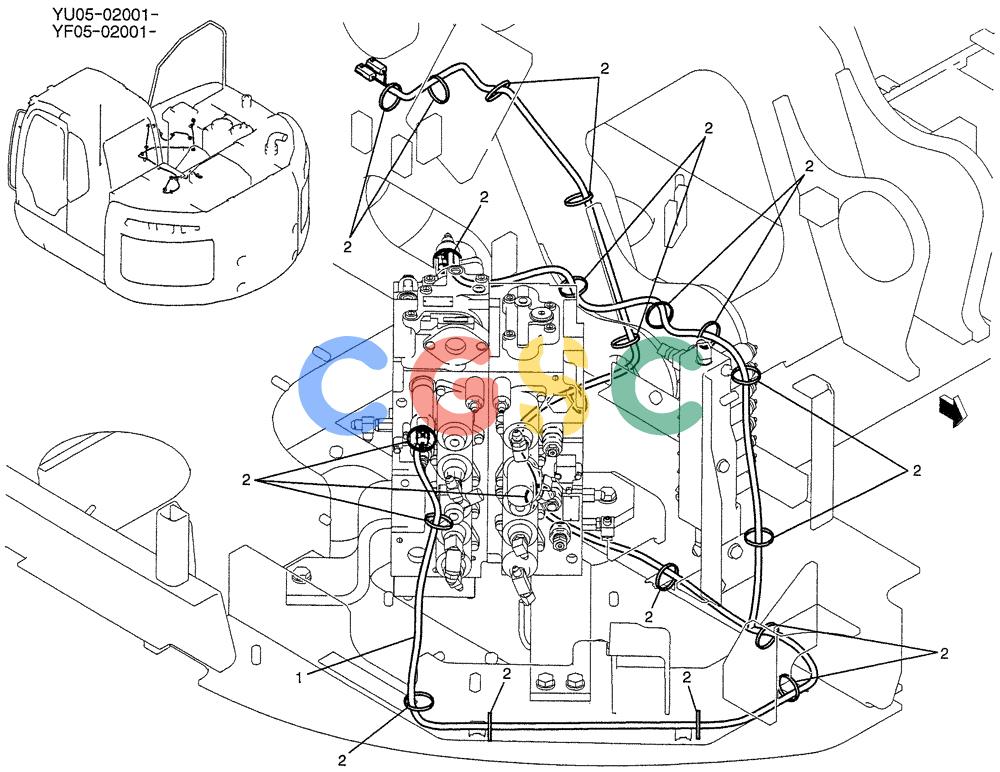 纽荷兰零件查询(E235BSRNLC) - CRAWLER EXCAVATOR ASN YU05-02001 (01-073) - HARNESS ASSY, UPP, P/N YB13E00031F1 New Holland Constructuion