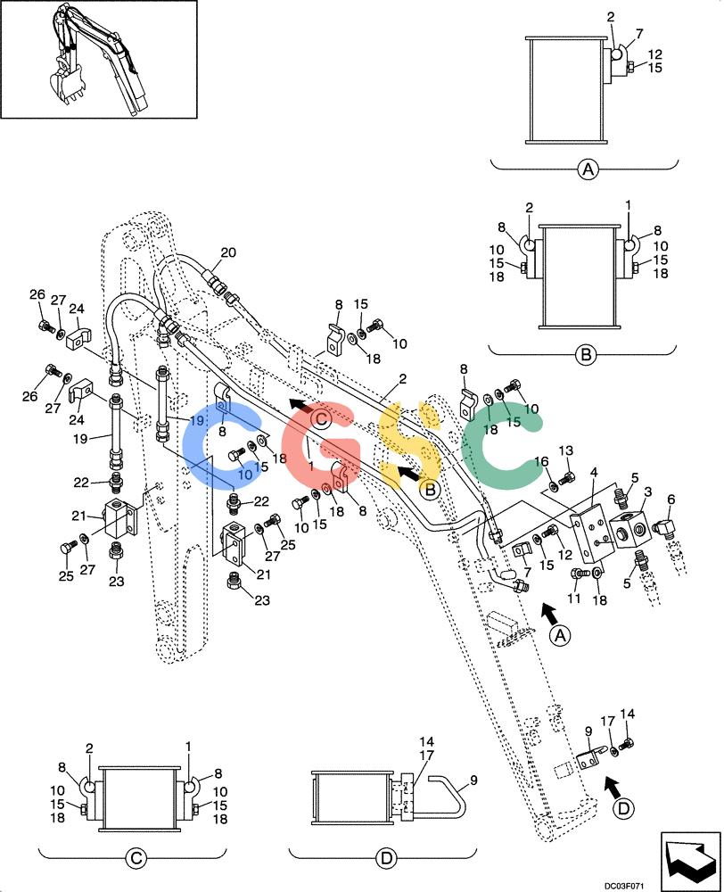 纽荷兰零件查询(E15) - COMPACT CRAWLER EXCAVATOR (N.A.) (1/06-) (08-12[00]) - HYDRAULIC LINES - BOOM (NIBBLER & BREAKER) New Holland Constructuion