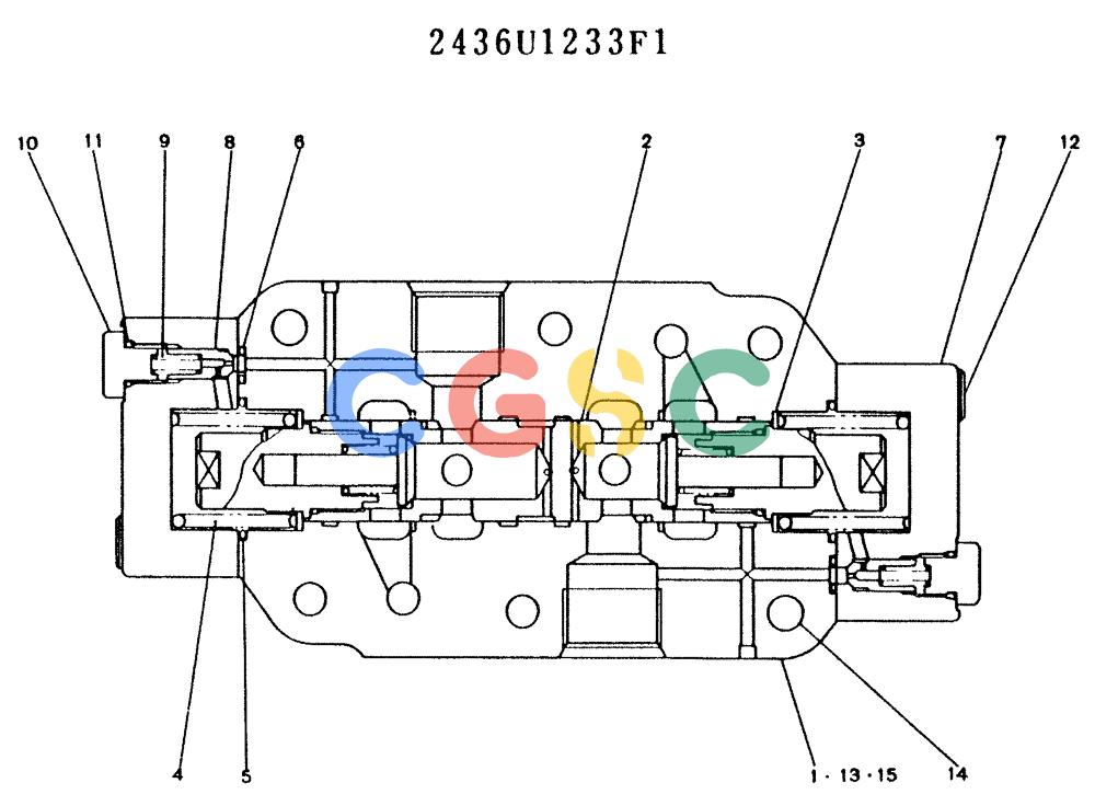 神钢零件查询(K909LC) - MARK II EXCAVATOR ASN LLU-0001 (1/87-12/03) (11-011) - VALVE ASSY, BRAKE, 2436U1233 Kobelco