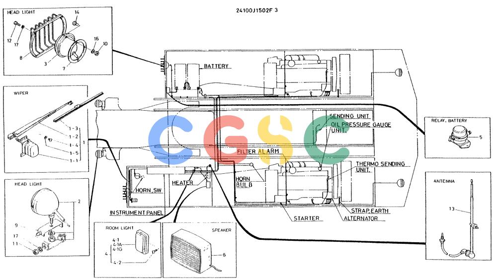 神钢零件查询(K935) - EXCAVATOR BTW L70106 - L70166, LU0067 (1/76-12/03) (06-003) - WIRE INSTAL, ELEC, P/N 24100J1502F3 Kobelco