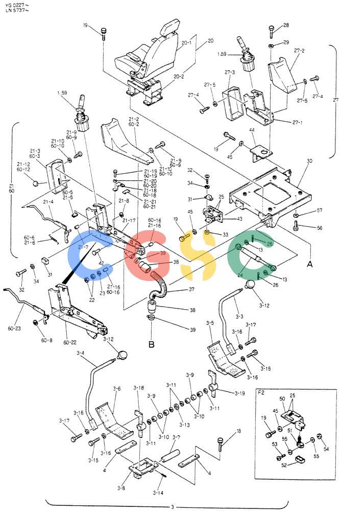 神钢零件查询(K907CLC) - EXCAVATOR BTW YG0101 - YG0500 (1/85-12/03) (03-013[01]) - CONTROL ASSY Kobelco