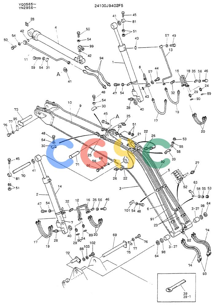 神钢零件查询(K907LC) - MARK II EXCAVATOR ASN YQ0565 (GLOBAL) (1/87-12/03) (09-004) - BOOM ASSY, 5.6M Kobelco