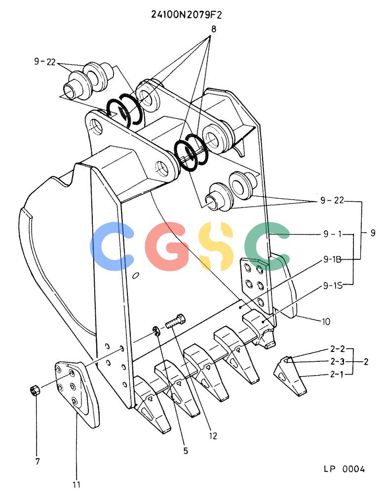 神钢零件查询(K905) - EXCAVATOR BTW LP0004 - LP0554 (1/82-12/03) (04-007) - BUCKET ASSEMBLY, 0.45 CUBIC METER Kobelco