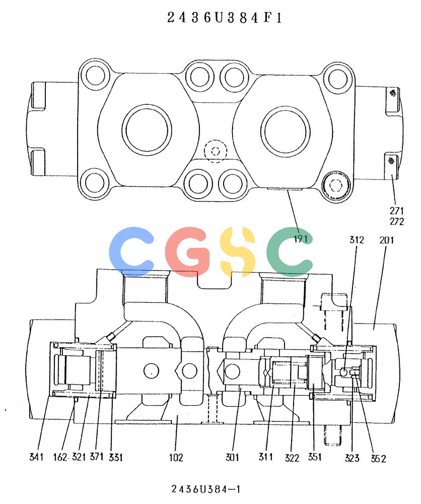神钢零件查询(K909A) - EXCAVATOR ASN LQ0795 (1/83-12/03) (01-003) - BRAKE VALVE, P/N 2436U384F1 Kobelco