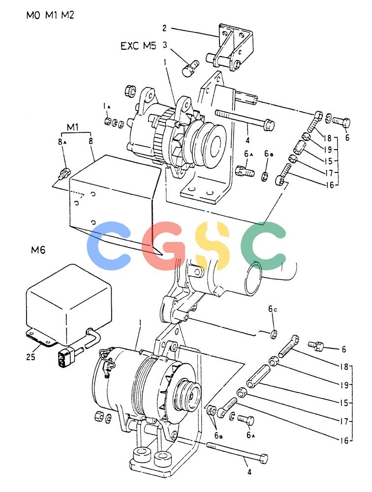 神钢零件查询(8DC9-T) - MITSUBISHI DIESEL ENGINE - K914 & K975 (1/79-12/06) (04-004[01]) - ALTERNATOR GENERAL Kobelco