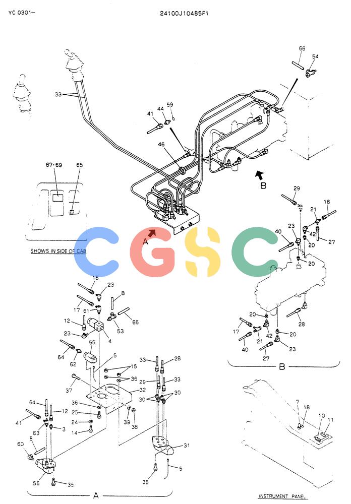 神钢零件查询(K912LC) - MARK II EXCAVATOR ASN YC0301-0737 (1/88-12/03) (03-003) - REWORK, CONTROL ASSY (P/N 24100J10485F1) Kobelco
