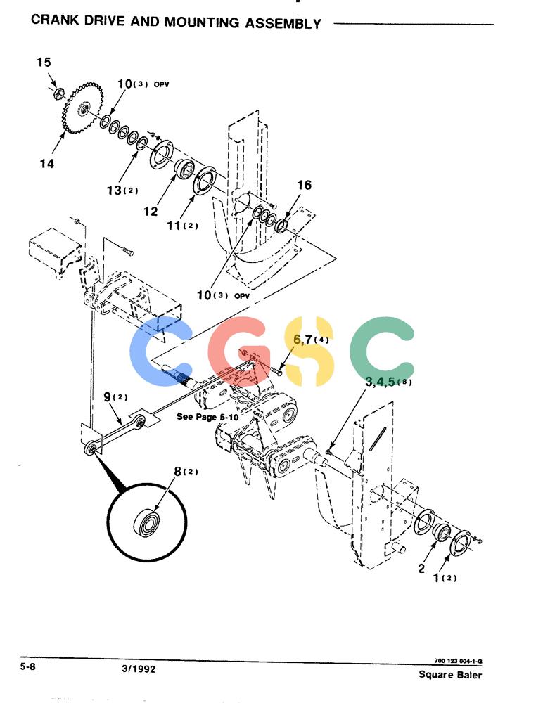 凯斯零件查询(8570) - CASE IH MID-SIZE RECTANGULAR BALER (1/91-12/96) (5-08) - CRANK DRIVE AND MOUNTING ASSEMBLY Case Agriculture