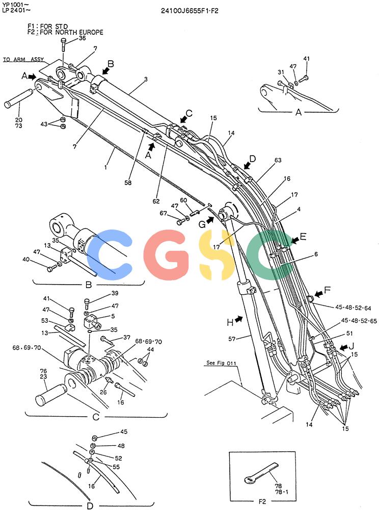 神钢零件查询(K905LC) - MARK II EXCAVATOR BTW YP1001 - YP1281 (1/87-12/03) (07-001[01]) - BOOM ASSY, 4.6M Kobelco