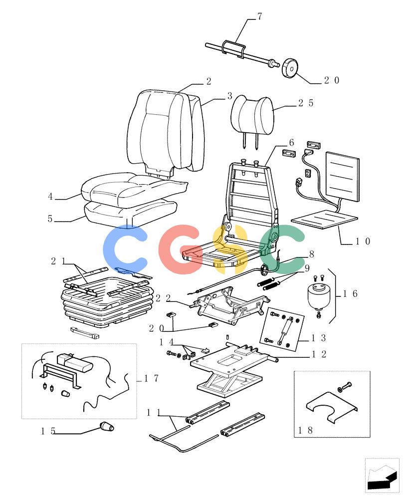 纽荷兰零件查询(E175B) - CRAWLER EXCAVATOR TIER 3 (NA) - N7DA16301 - (5/07-) (02-49-01[01]) - SEAT, PNEUM. CUSHIONING HEATED - COMPONENTS (YN25M00068F1) New Holland Constructuion