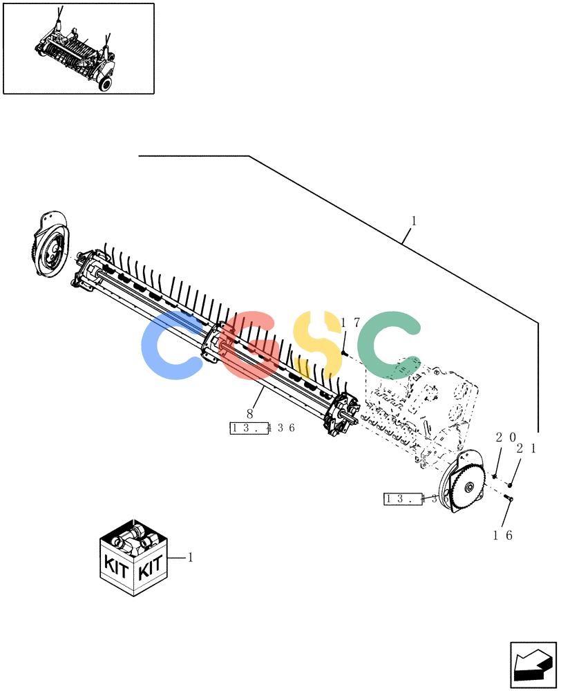 凯斯零件查询(RBX452) - CASE IH ROUND BALER (11/02-7/05) (13.435) - 2M WIDE PICKUP, REEL ROTOR KIT Case Agriculture