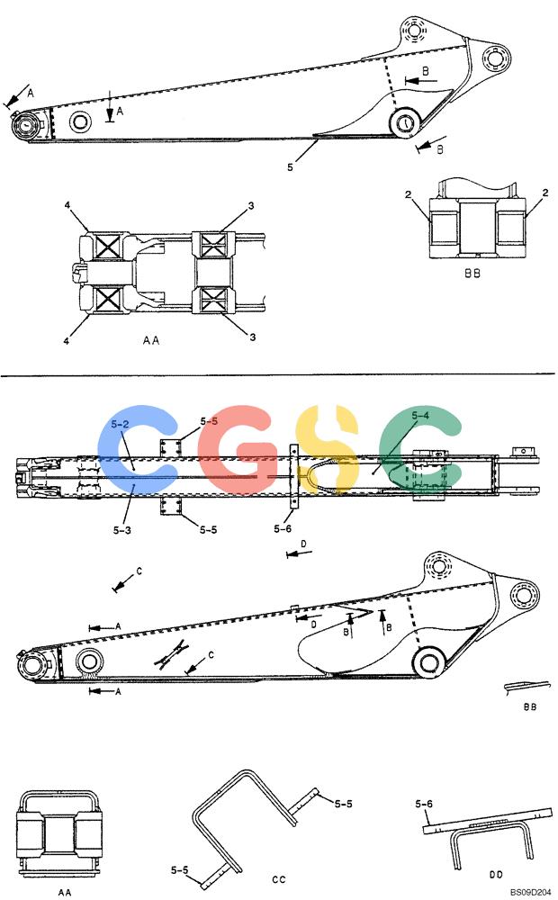 神钢零件查询(NIBBLER) - & BREAKER - SK70SR-1E SHORT RADIUS EXCAVATOR ASN YT02-04001 (4/03-12/04) (06-101[00]) - ARM, 1.65M (5FT 5IN) (NIBBLER & BREAKER), (YT12B00088F2) Kobelco