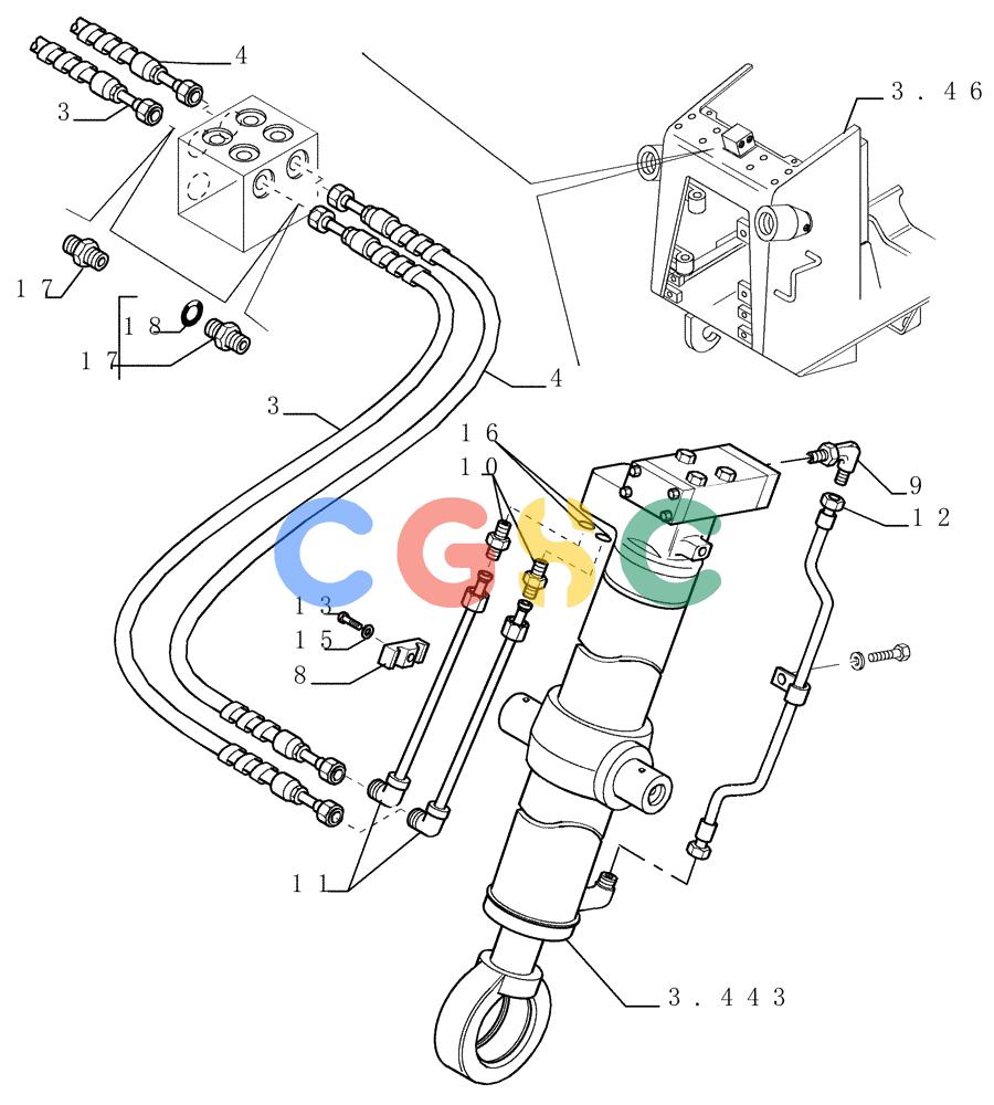 纽荷兰零件查询(D150) - CRAWLER DOZER (1/05-) (3.440[01]) - LIFT CYLINDERS PIPING - VERSION (01-02-03) New Holland Constructuion