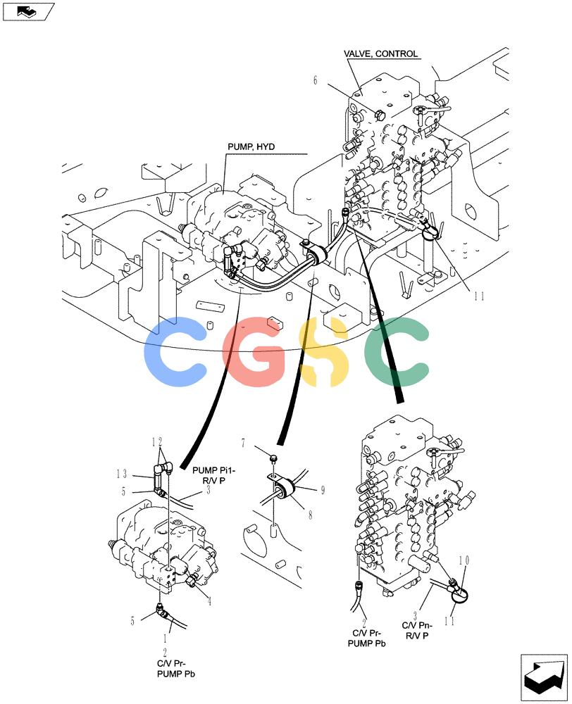 纽荷兰零件查询(E80BMSR) - COMPACT CRAWLER EXCAVATOR ASN LF06-04501 (NBTA18037) (01-037[00]) - CONTROL LINES, PUMP New Holland Constructuion