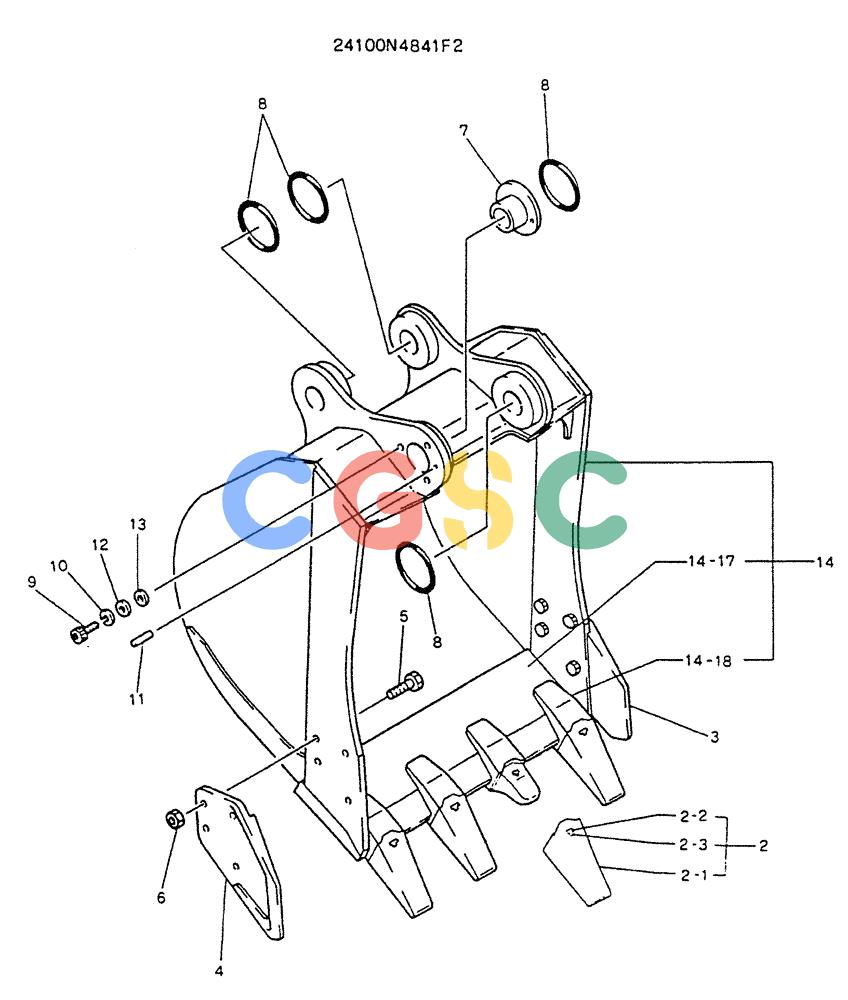 神钢零件查询(K905LC) - MARK II EXCAVATOR BTW YP1001 - YP1281. (4/89-12/03) (09-003) - BUCKET ASSY, 0.3M³ Kobelco