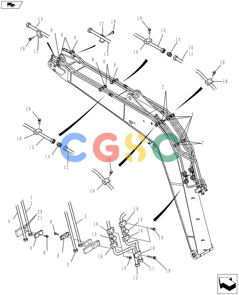 纽荷兰零件查询(E70BSR) - COMPACT CRAWLER EXCAVATOR ASN YT06-18001 (03-008[00]) - HYDRAULIC LINES, BOOM (NIBBLER & BREAKER) New Holland Constructuion