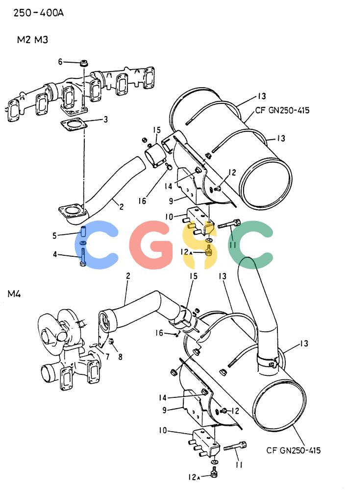 神钢零件查询(6D22-TC) - MITSUBISHI DIESEL ENGINE - K909A, K912A, K916, & K935 (1/76-12/06) (06-007) - EXHAUST PIPE Kobelco