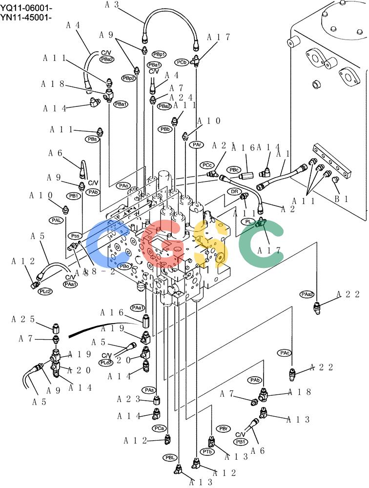 神钢零件查询(200-8) - EXCAVATOR S/N YN11-45001 - (1/06-12/09) (146-01-2-01) - CONTROL LINES, MAIN (BOOM SAFETY) Kobelco