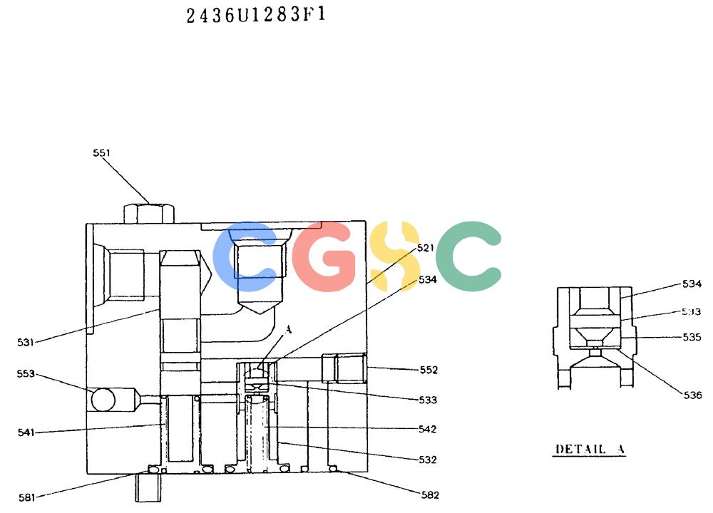 神钢零件查询(MD200BLC) - EXCAVATOR ASN YQU0001 (1/80-12/06) (11-010) - VALVE ASSY, REDUCTION - 2436U1283F1 Kobelco
