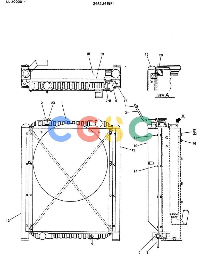 神钢零件查询(MD240C) - EXCAVATOR BTW LLU0301 - LLU0600 (1/80-12/06) (05-004) - RADIATOR ASSY - 2452U418F1 Kobelco