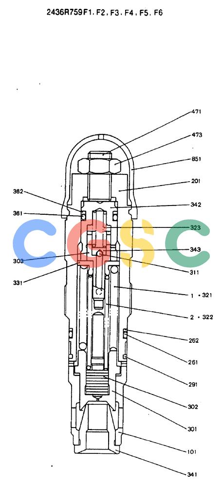 神钢零件查询(MD240C) - EXCAVATOR BTW LLU0301 - LLU0600 (1/80-12/06) (13-002) - VALVE ASSY, RELIEF - 2436R759F1-F6 Kobelco