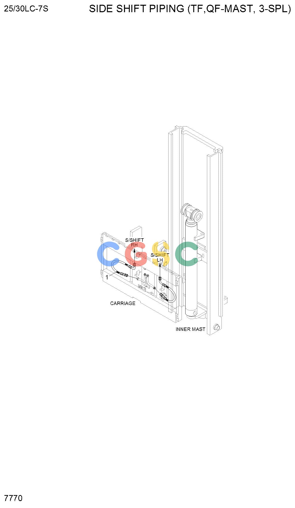 现代零件查询25/30LC-7S SIDE SHIFT PIPING (TF,QF-MAST, 3-SPL)EPC Hyundai 