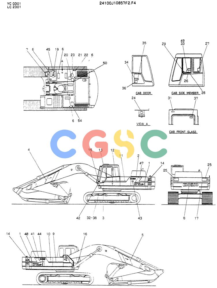 神钢零件查询(K912LC) - MARK II EXCAVATOR ASN YC-0301 (1/88-12/03) (10-004) - LABEL, NAME PLATE (FOR EUROPE) Kobelco