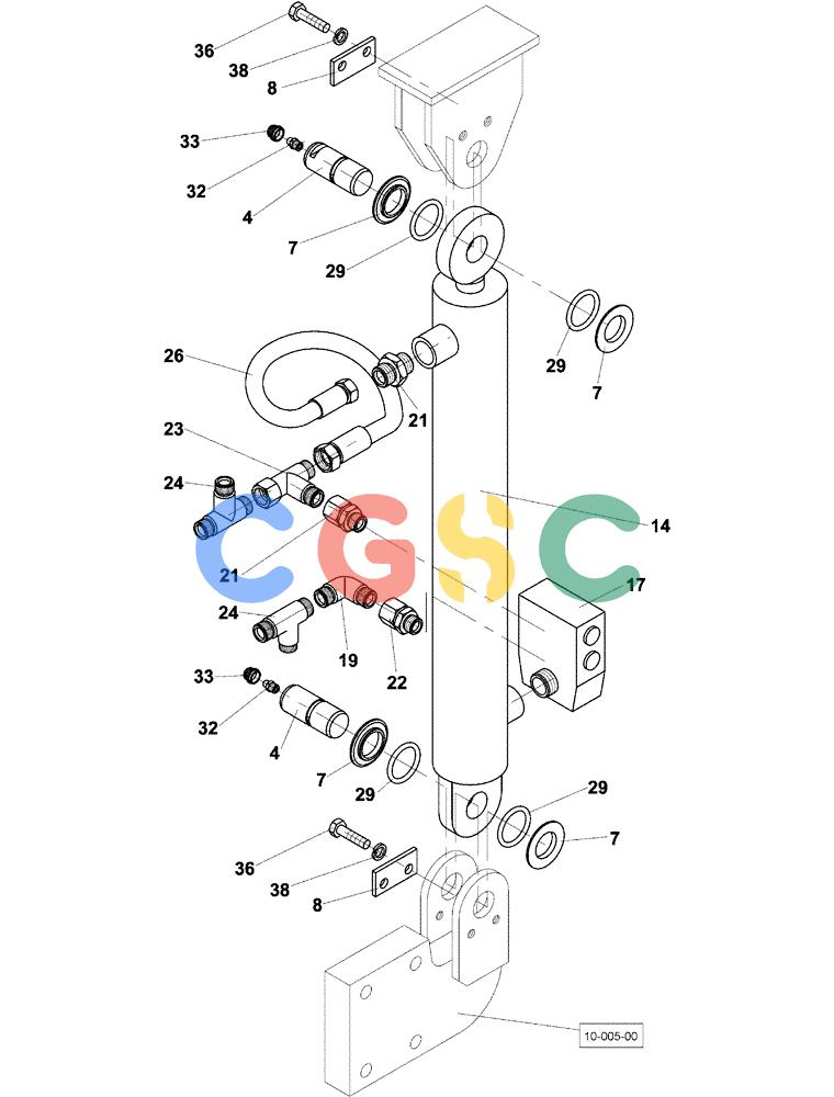 纽荷兰零件查询(CV2500) - VIBRATORY ROLLER (10-008-00[01]) - HYDRAULIC CIRCUIT - ENGINE HOOD OPENING CYLINDER - LEFT New Holland Constructuion