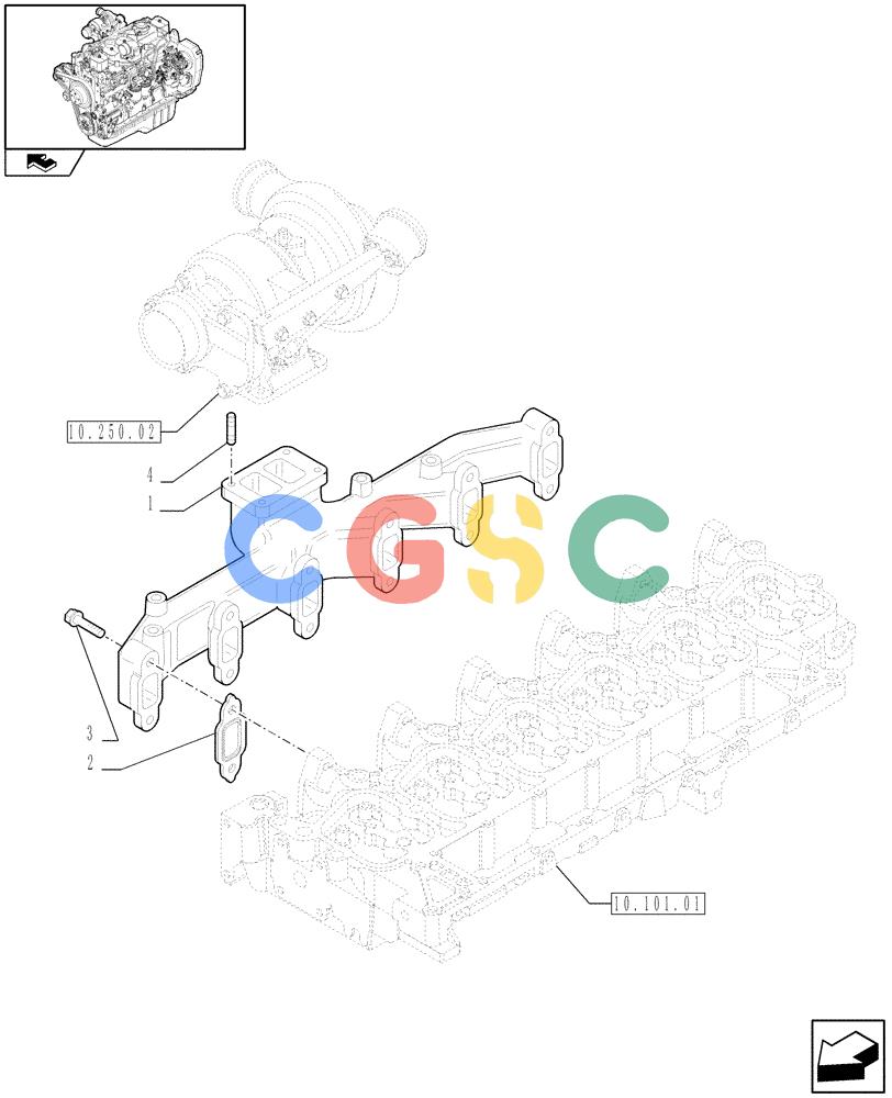 神钢零件查询(F4GE9684R J603) - ENGINE - 504369116 - 84190728 (1/08-12/12) (10.254.05) - EXHAUST MANIFOLD (2852897) Kobelco