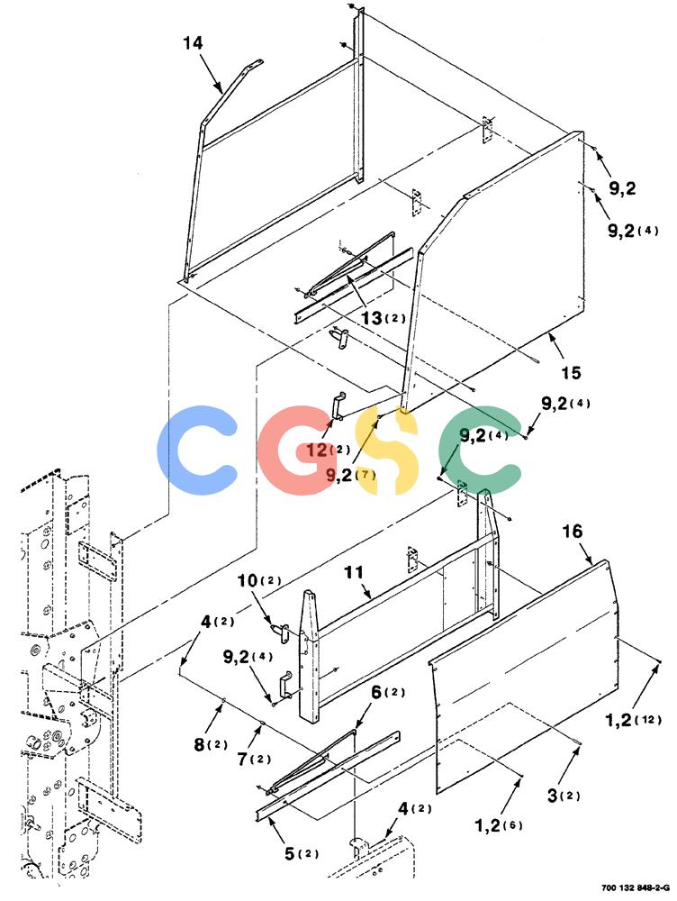 凯斯零件查询(RS561A) - CASE IH ROUND BALER (1/99-12/00) (7-020) - SHIELD, LATCH AND SUPPORT ASSEMBLIES, LEFT Case Agriculture