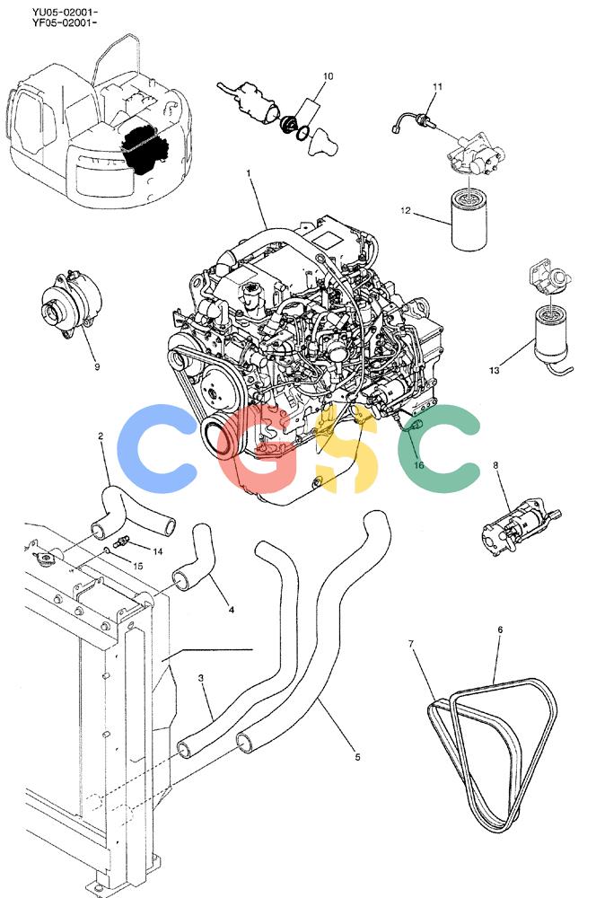 纽荷兰零件查询(E235BSRNLC) - CRAWLER EXCAVATOR ASN YU05-02001 (01-004) - ENGINE ASSY New Holland Constructuion