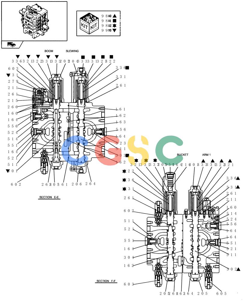 纽荷兰零件查询(E235BSR) - CRAWLER EXCAVATOR (5/07-) (1.050[19]) - HYDRAULIC CONTROL VALVE - COMPONENTS New Holland Constructuion