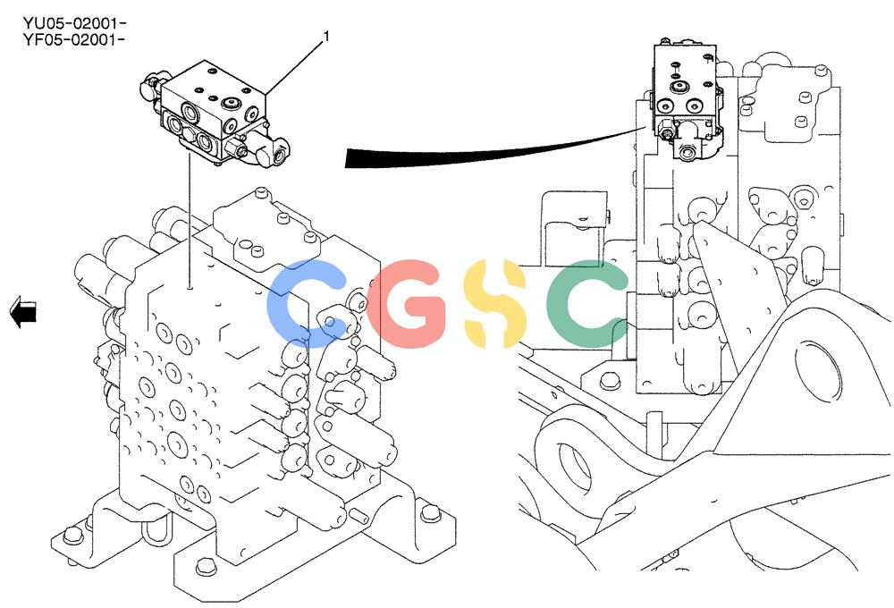 纽荷兰零件查询(E235BSRNLC) - CRAWLER EXCAVATOR ASN YU05-02001 (08-001) - VALVE INSTAL (EXTRA), P/N YN64H00191F1 New Holland Constructuion