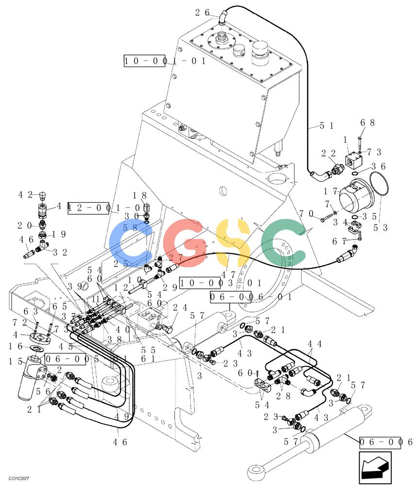 纽荷兰零件查询(CV1100) - VIBRATORY ROLLER (7/01-) (06-002-00[01]) - HYDRAULIC CIRCUIT, STEERING New Holland Constructuion