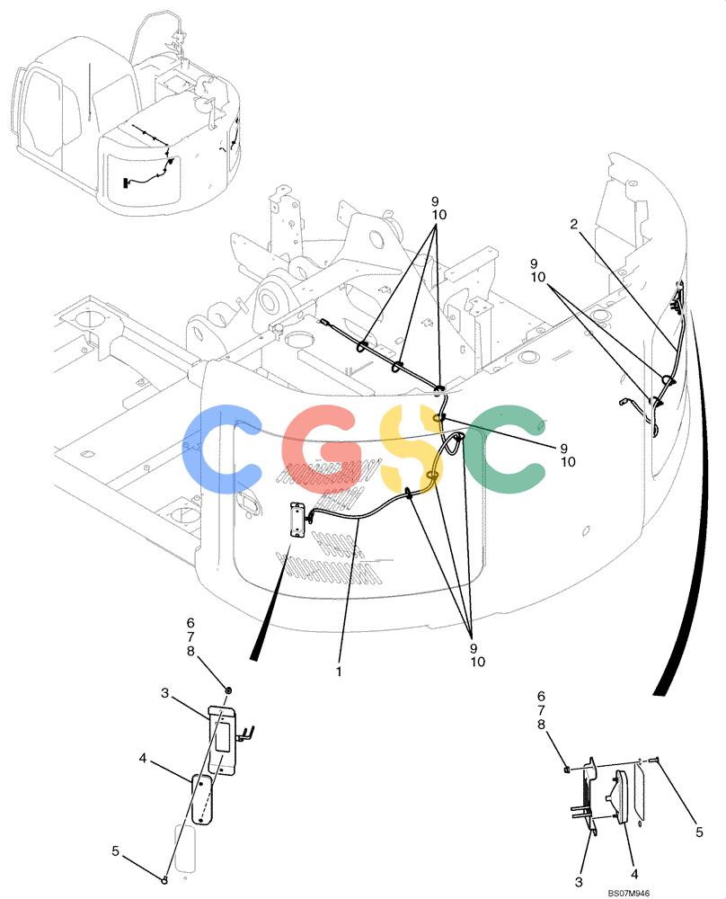 纽荷兰零件查询(E135B) - CRAWLER EXCAVATOR TIER 3 - ASN YH05-07001 (N8TA13006) (1/08-) (02-67[00]) - TAIL LAMP ASSEMBLY (YY80E00013F1) New Holland Constructuion