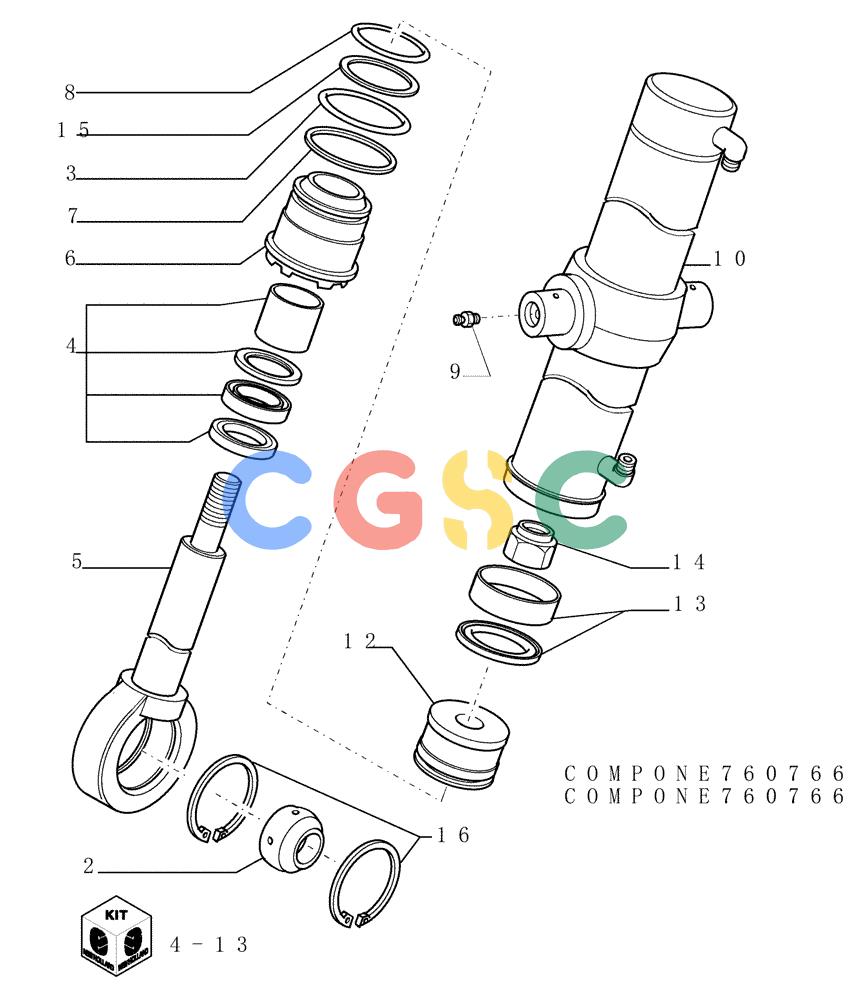 纽荷兰零件查询(DC150.B) - CRAWLER DOZER TIER 2 (3/03-) (3.443[03]) - LIFT CYLINDERS - FRONT IMPLEMENT - VERSION (01-02-03) New Holland Constructuion