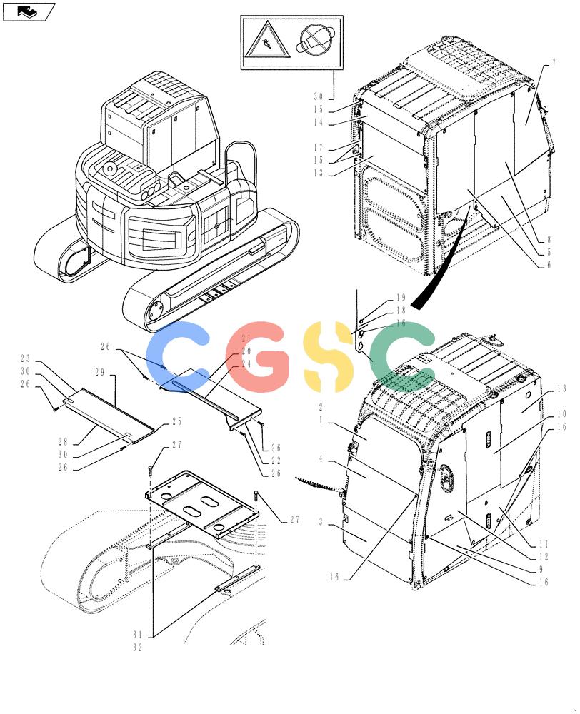 神钢零件查询(ED150-2) - BLADE RUNNER EXCAVATOR/DOZER ASN LH01-01001 (1/09-12/12) (05-008[00]) - VANDALISM GUARD - CAB (NA) Kobelco