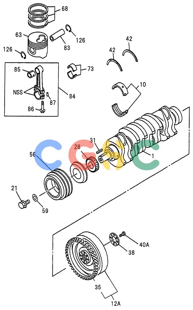 纽荷兰零件查询(E70SR) - MIDI CRAWLER EXCAVATOR ASN YT04-07175 (08-007) - CRANKSHAFT, PISTION AND FLYWHEEL New Holland Constructuion
