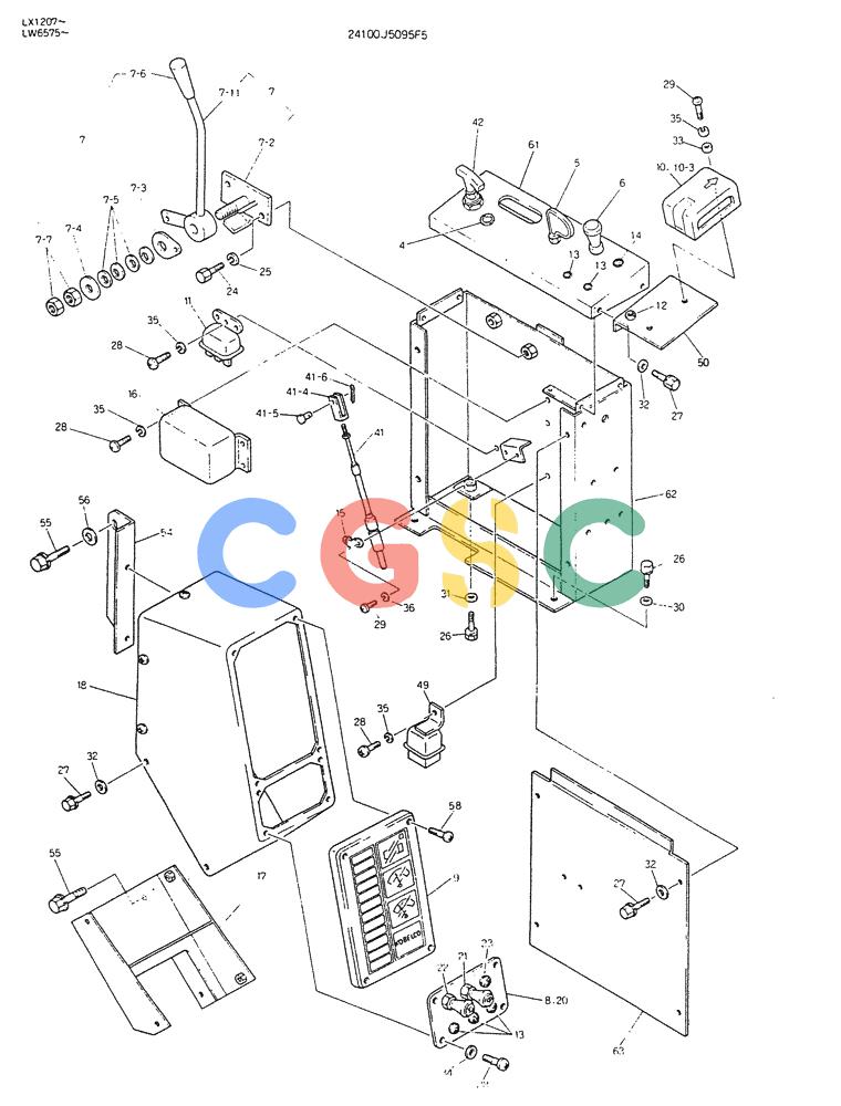 神钢零件查询(K904DL) - EXCAVATOR ASN LX1201 (1/84-12/03) (08-016) - PANEL ASSY, INST Kobelco