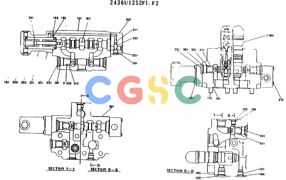 神钢零件查询(MD200BLC) - EXCAVATOR ASN YQ0565 (1/80-12/06) (11-010) - VALVE ASSY. CONTROL (SWING) Kobelco