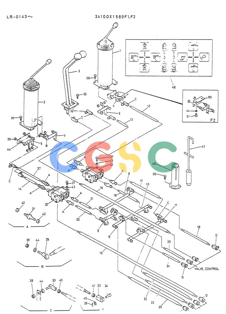 神钢零件查询(K914) - EXCAVATOR ASN LR-0143 (1/79-12/03) (03-005) - CONTROL ASSY P/N 24100X1589F1, F2, F3, F4 Kobelco